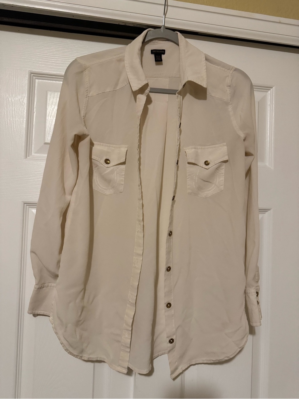 True Religion Light Cream Men's Button-Up Blouse